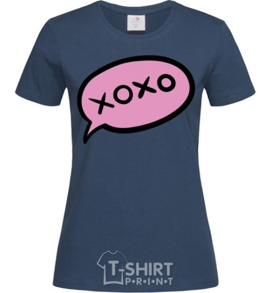Women's T-shirt Xo-xo text navy-blue фото