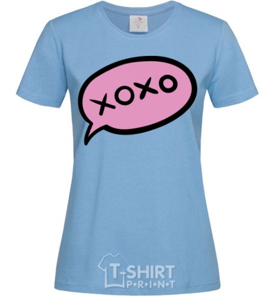 Women's T-shirt Xo-xo text sky-blue фото