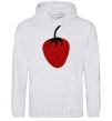 Men`s hoodie Strawberry black red sport-grey фото