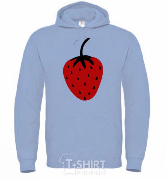 Men`s hoodie Strawberry black red sky-blue фото