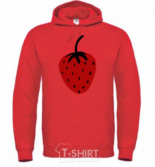 Men`s hoodie Strawberry black red bright-red фото
