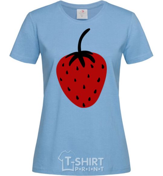 Women's T-shirt Strawberry black red sky-blue фото