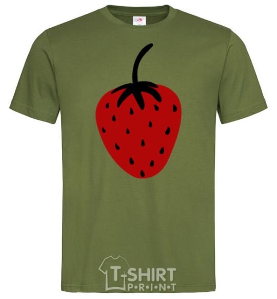Мужская футболка Strawberry black red Оливковый фото
