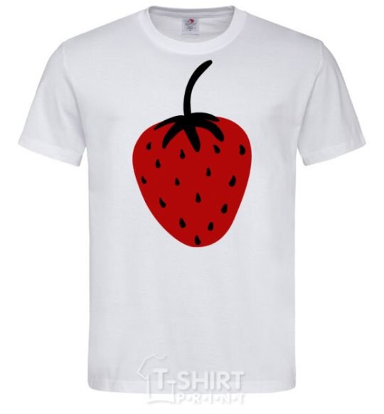 Мужская футболка Strawberry black red Белый фото