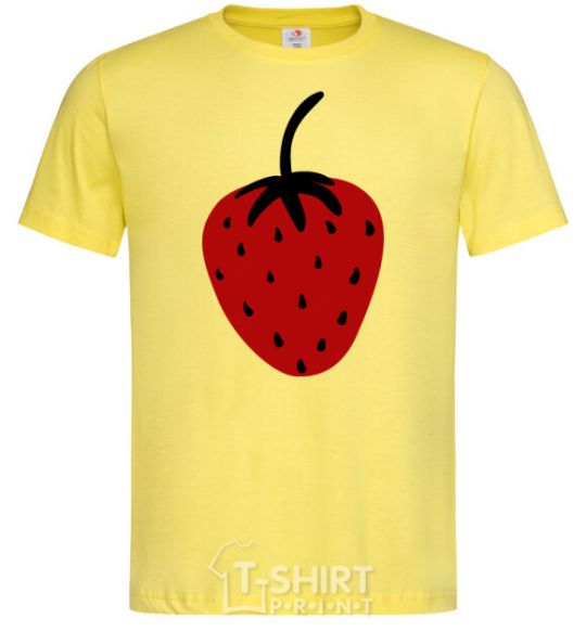 Men's T-Shirt Strawberry black red cornsilk фото