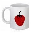 Ceramic mug Strawberry black red White фото