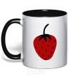 Mug with a colored handle Strawberry black red black фото