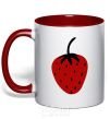 Mug with a colored handle Strawberry black red red фото