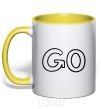 Mug with a colored handle Go yellow фото