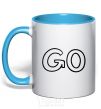 Mug with a colored handle Go sky-blue фото