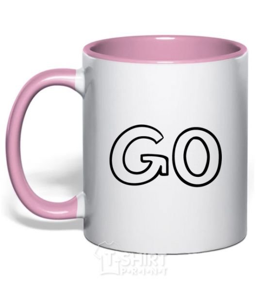 Mug with a colored handle Go light-pink фото