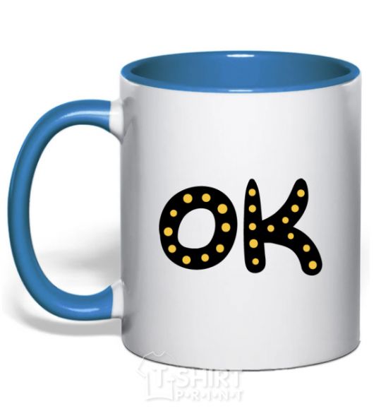 Mug with a colored handle Ok royal-blue фото