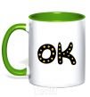 Mug with a colored handle Ok kelly-green фото