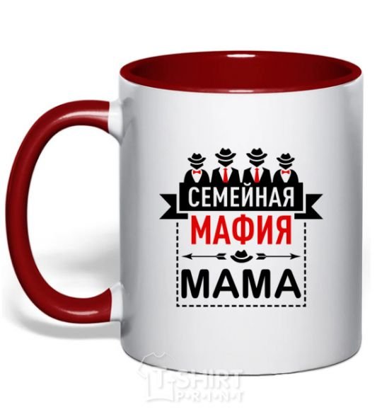 Mug with a colored handle Family mafia mom red фото