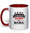 Mug with a colored handle Family mafia mom red фото