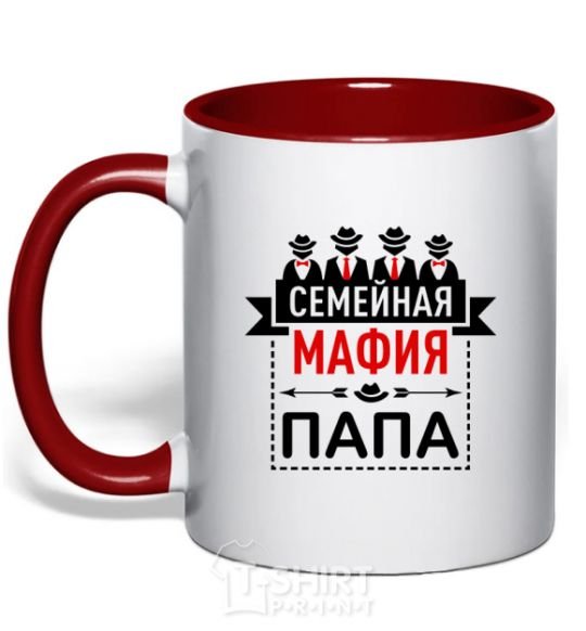 Mug with a colored handle Family mafia dad red фото