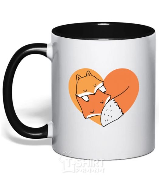 Mug with a colored handle Chanterelles heart black фото