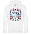 Men`s hoodie Mother Earth day flowers White фото