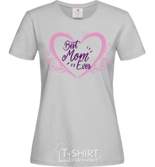 Женская футболка Best mom ever flower heart Серый фото