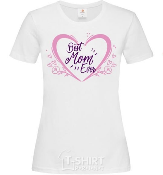 Женская футболка Best mom ever flower heart Белый фото