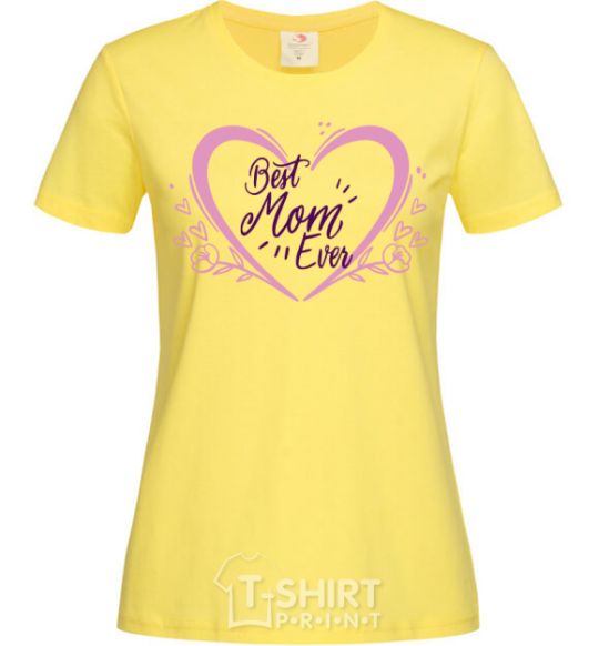 Женская футболка Best mom ever flower heart Лимонный фото