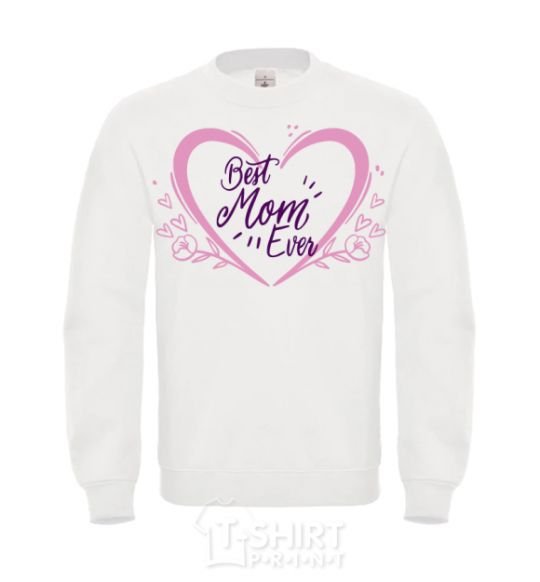 Sweatshirt Best mom ever flower heart White фото