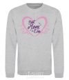 Sweatshirt Best mom ever flower heart sport-grey фото