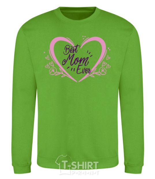 Sweatshirt Best mom ever flower heart orchid-green фото