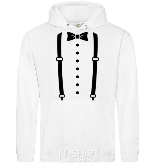 Men`s hoodie Butterfly and suspenders White фото