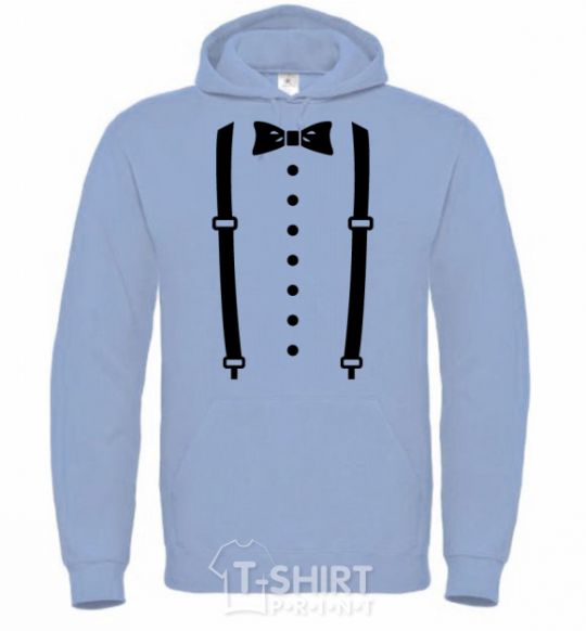 Men`s hoodie Butterfly and suspenders sky-blue фото