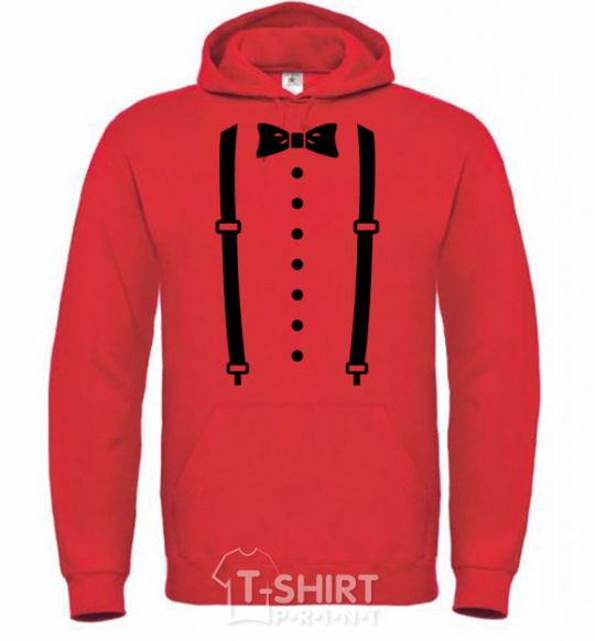 Men`s hoodie Butterfly and suspenders bright-red фото