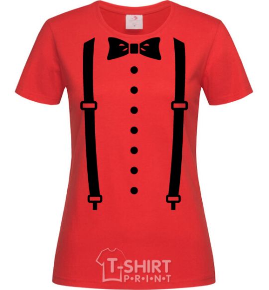 Women's T-shirt Butterfly and suspenders red фото