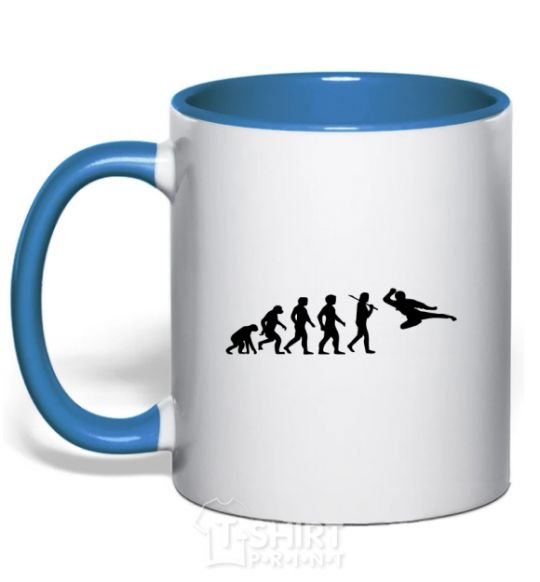 Чашка с цветной ручкой Эволюция тхэквондо Ярко-синий фото