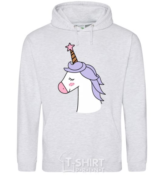 Men`s hoodie A unicorn with a star sport-grey фото