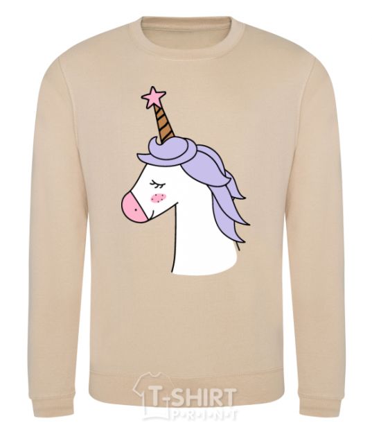 Sweatshirt A unicorn with a star sand фото