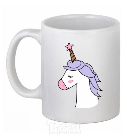 Ceramic mug A unicorn with a star White фото