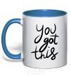 Mug with a colored handle You got this royal-blue фото