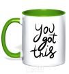 Mug with a colored handle You got this kelly-green фото