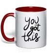 Mug with a colored handle You got this red фото
