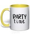 Mug with a colored handle Party time yellow фото