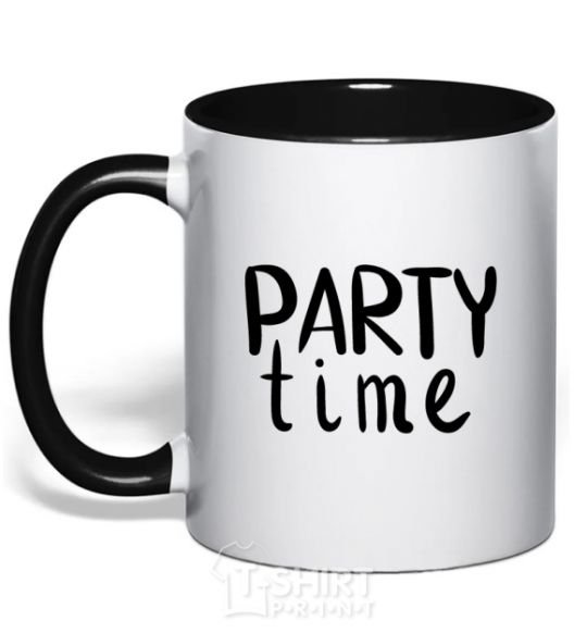 Mug with a colored handle Party time black фото