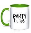 Mug with a colored handle Party time kelly-green фото