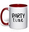 Mug with a colored handle Party time red фото