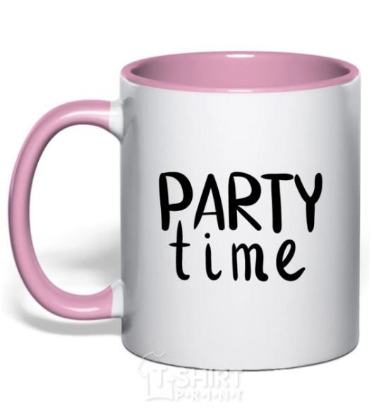 Mug with a colored handle Party time light-pink фото