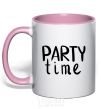 Mug with a colored handle Party time light-pink фото