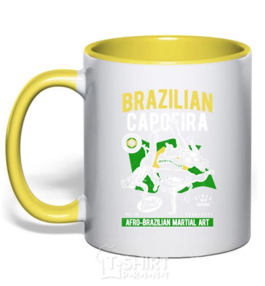 Mug with a colored handle Brazilian Capoeira yellow фото