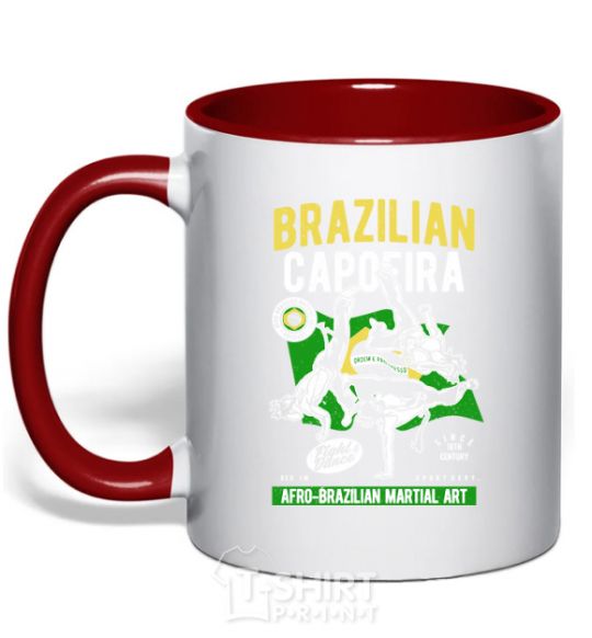Mug with a colored handle Brazilian Capoeira red фото