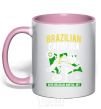 Mug with a colored handle Brazilian Capoeira light-pink фото