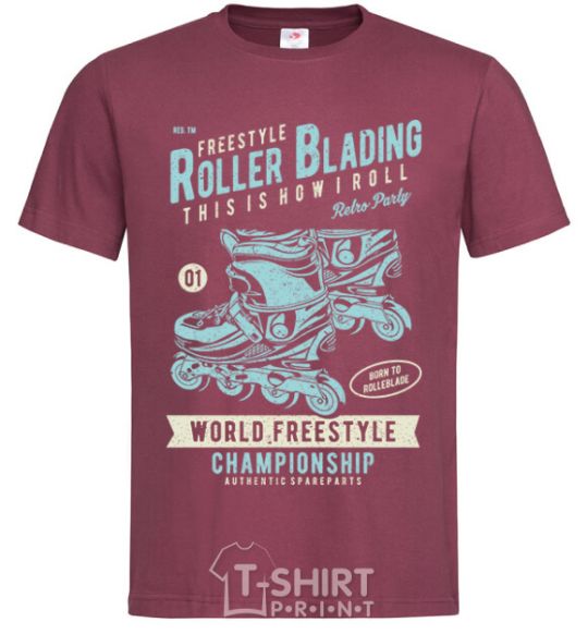 Men's T-Shirt Roller Blading burgundy фото