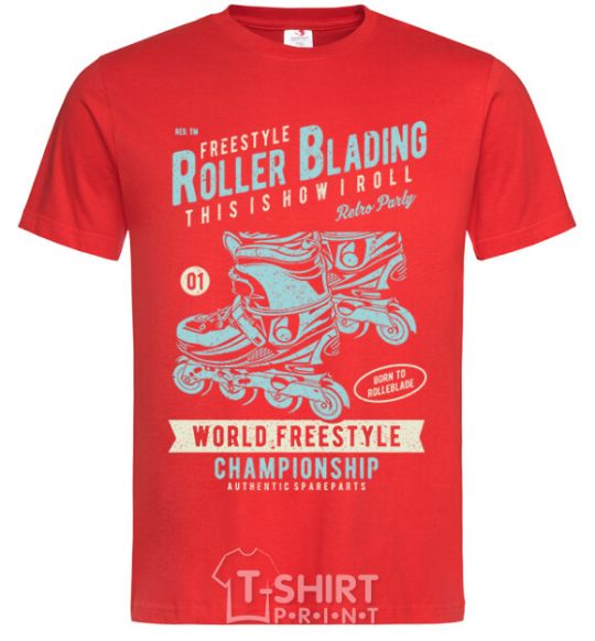 Men's T-Shirt Roller Blading red фото